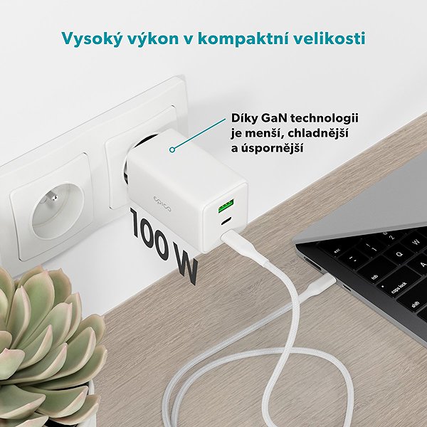 Netzladegerät Epico UltraBoost GaN 100W Power Adapter EA100 mit 1,2m USB-C auf USB-C Kabel - Weiß ...