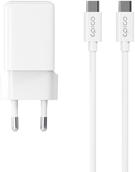 Wall Charger Epico UltraBoost GaN 35W Power Adapter EA35 with 1.2m USB-C to USB-C Cable - White ...