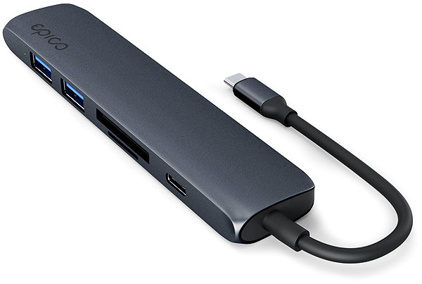 USB Hub Epico 6v1 hliníkový hub 8K s USB-C konektorem - temně inkoustová ...