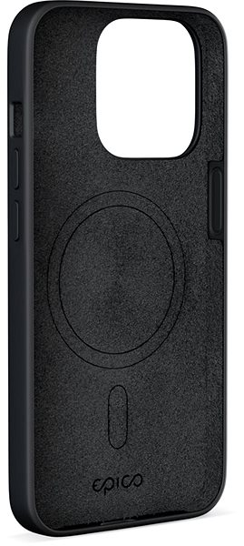 Telefon tok Epico Szilikon tok az iPhone 14 Maxhoz MagSafe rögzítés támogatásával - fekete Oldalnézet