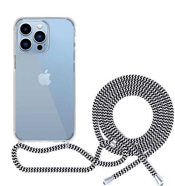 Kryt na mobil Epico transparentný kryt so šnúrkou na iPhone 13 Pro – čierno-biely ...