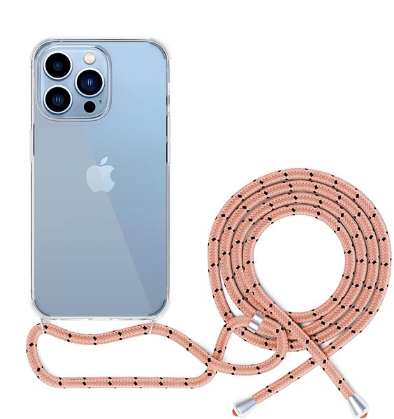 Telefon tok Epico iPhone 14 Pro rózsaszín átlátszó tok nyakpánttal ...
