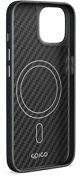 Kryt na mobil Epico Mag + Hybrid Carbon kryt pre iPhone 15 s podporou MagSafe - čierny.