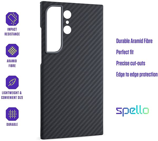 Telefon tok Spello Carbon+ Samsung Galaxy S24 Ultra 5G fekete tok ...