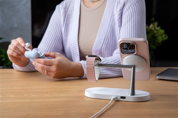 MagSafe Wireless Charger Epico 3in1 Wireless Charger for iPhone, AirPods and Apple Watch (MagSafe compatible, adapter included in the package) - White Lifestyle