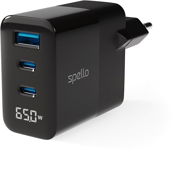 Wall Charger Spello ForceBoost Display GaN 65W power adapter SA65 - black ...