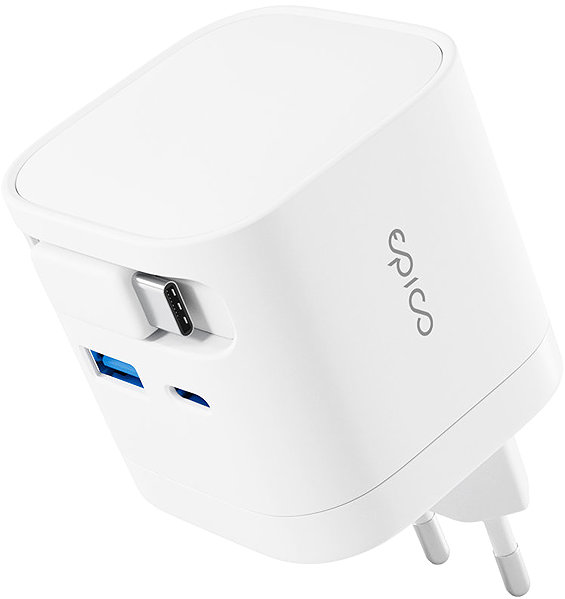 Wall Charger Epico UltraBoost GaN Charger EA65c 65 W with retractable cable - white ...