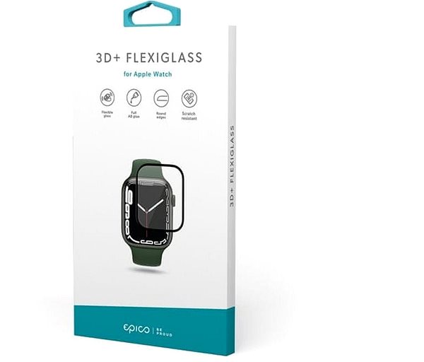 Ochranné sklo Epico 3D+ Flexiglass na Apple Watch 7 (45 mm) s instalačnou vaničkou Obal/škatuľka