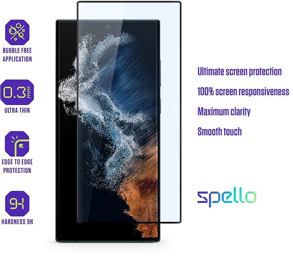 Üvegfólia Spello by Epico Samsung Galaxy S23 Ultra 5G 3D+ üvegfólia ...