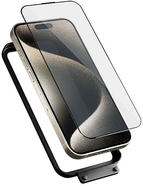 Üvegfólia Epico Resolve Edge to Edge iPhone 15 Pro Max üvegfólia + felhelyezőkeret ...