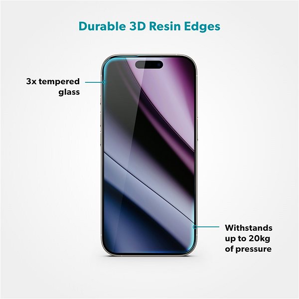 Glass Screen Protector Epico AntiBlue 3D protective glass with installation frame iPhone 15 Plus/16 Plus ...