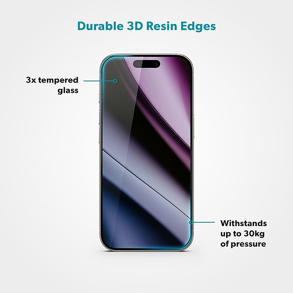 Glass Screen Protector Epico ImpactBuffer 3D protective glass iPhone 16 Pro Max ...