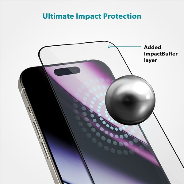 Glass Screen Protector Epico ImpactBuffer 3D protective glass with installation frame iPhone15 Plus/16 Plus ...