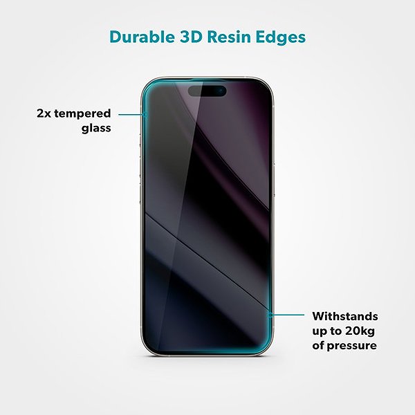 Glass Screen Protector Epico Privacy 3D protective glass iPhone 15/16 ...