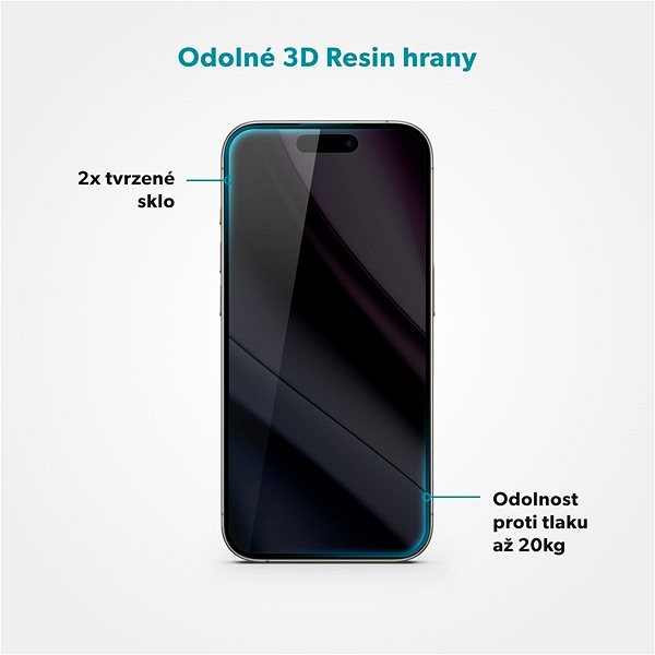 Glass Screen Protector Epico Privacy 3D protective glass iPhone 16 Pro ...