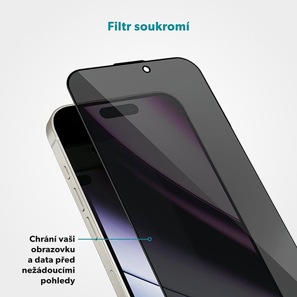 Glass Screen Protector Epico Privacy 3D protective glass for iPhone 16 Pro with installation frame ...