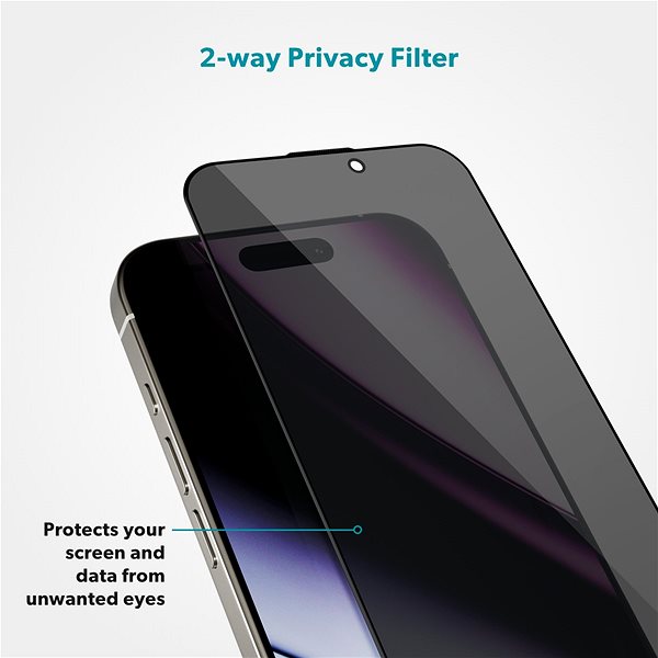 Glass Screen Protector Epico Privacy 3D protective glass for iPhone 16 Pro Max with installation frame ...