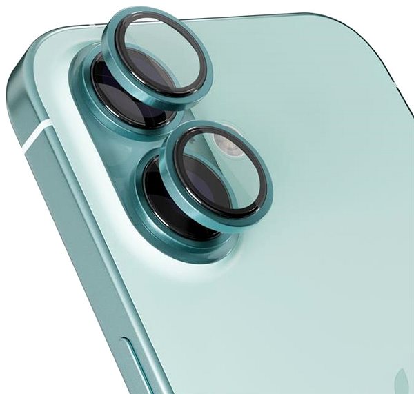 Glass Screen Protector Epico aluminium protective glass for iPhone 16/16 Plus - blue-green ...