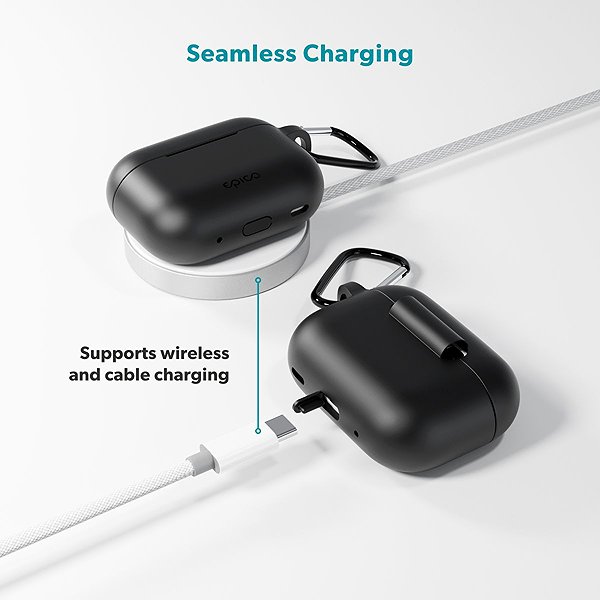 Headphone Case Epico silicone case with carabiner AirPods Pro 3 - black ...