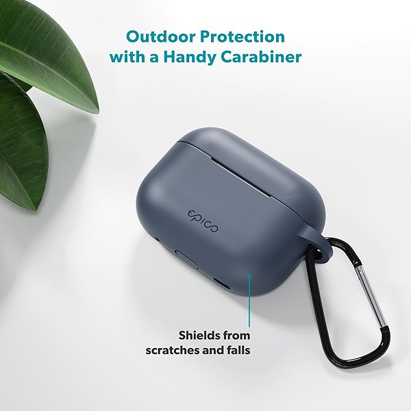 Headphone Case Epico silicone case with carabiner AirPods Pro 3 - blue-grey ...