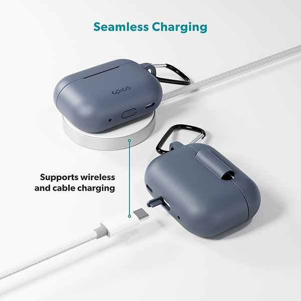 Headphone Case Epico silicone case with carabiner AirPods Pro 3 - blue-grey ...