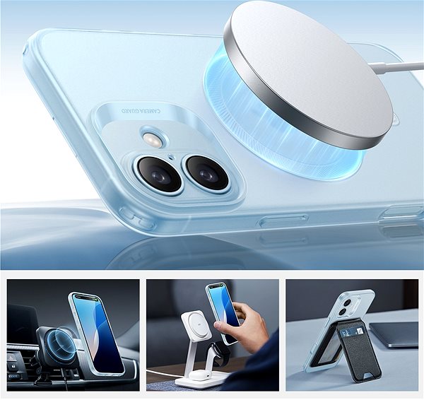Handyhülle ESR Zero Clear Case (HaloLock), Compatible with iPhone 16, Frosted Blue ...