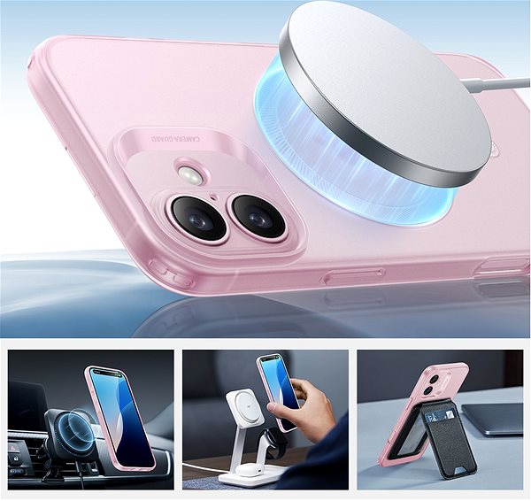 Telefon tok ESR Zero Clear Case (HaloLock) iPhone 16 Frosted Pink tok ...
