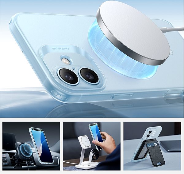 Handyhülle ESR Zero Clear Case (HaloLock), Compatible with iPhone 16 Plus, Frosted Blue ...