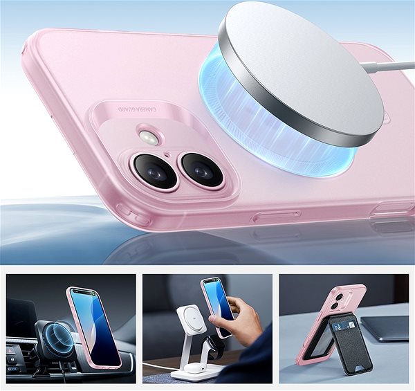 Handyhülle ESR Zero Clear Case (HaloLock), Compatible with iPhone 16 Plus, Frosted Pink ...