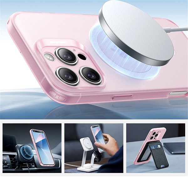 Handyhülle ESR Zero Clear Case (HaloLock), Compatible with iPhone 16 Pro Max, Frosted Pink ...