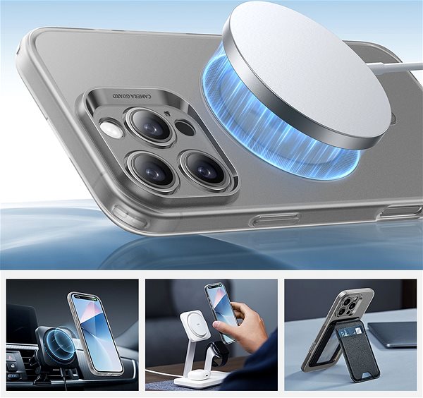 Handyhülle ESR Zero Clear Case (HaloLock), Compatible with iPhone 16 Pro Max, Frosted Grey ...