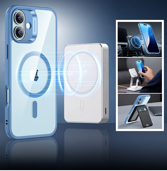 Handyhülle ESR Classic Hybrid Case (HaloLock), Compatible with iPhone 16, Clear Blue ...