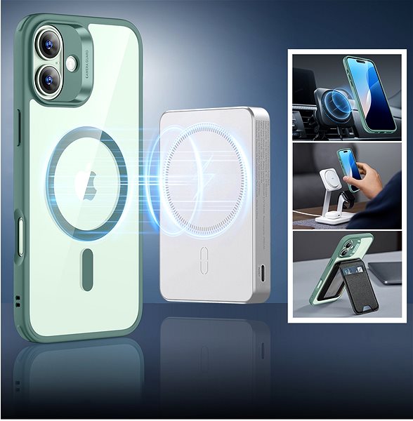 Handyhülle ESR Classic Hybrid Case (HaloLock), Compatible with iPhone 16, Clear Green ...