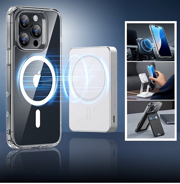 Telefon tok ESR Classic Hybrid Case (HaloLock), Compatible with iPhone 16 Pro, Clear tok ...