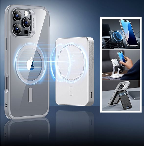 Kryt na mobil ESR Classic Hybrid Case (HaloLock), Compatible with iPhone 16 Pro, Clear Grey ...