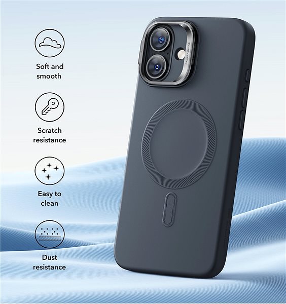 Handyhülle ESR Cloud Soft Case with Stash Stand (HaloLock), Compatible with iPhone 16, Black ...