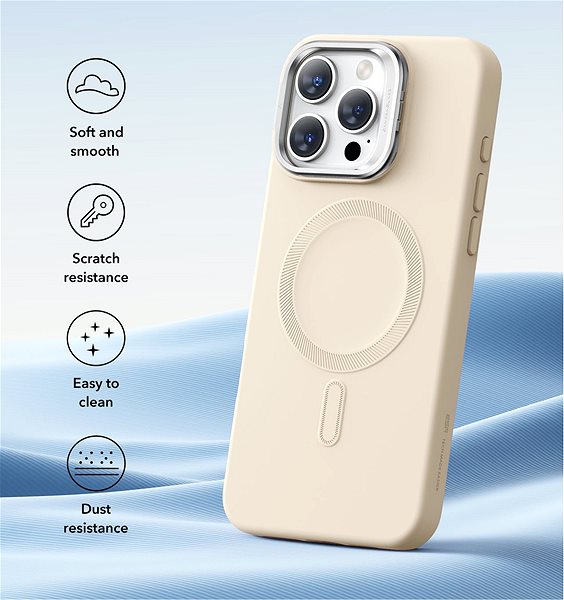 Handyhülle ESR Cloud Soft Case with Stash Stand (HaloLock), Compatible with iPhone 16 Pro, Light Tan ...