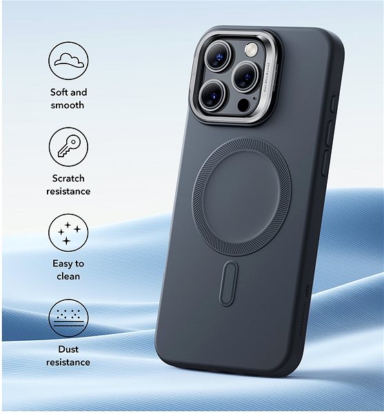 Kryt na mobil ESR Cloud Soft Case with Stash Stand (HaloLock), Compatible with iPhone 16 Pro, Black ...