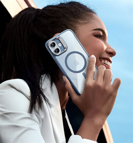 Handyhülle ESR Classic Hybrid Case with Stash Stand (HaloLock), Compatible with iPhone 16, Clear Blue ...