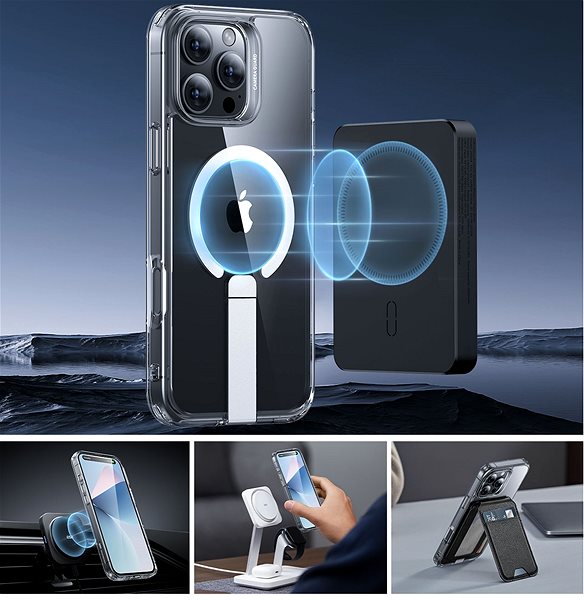 Handyhülle ESR Boost Flickstand Case (HaloLock), Compatible with iPhone 16 Pro, Clear ...