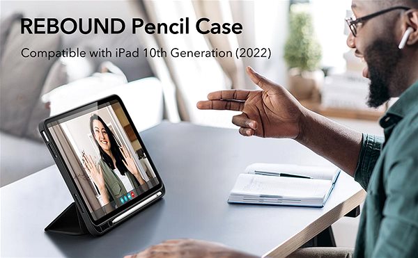 Tablet-Hülle ESR Rebound Pencil Case Black iPad 10.9