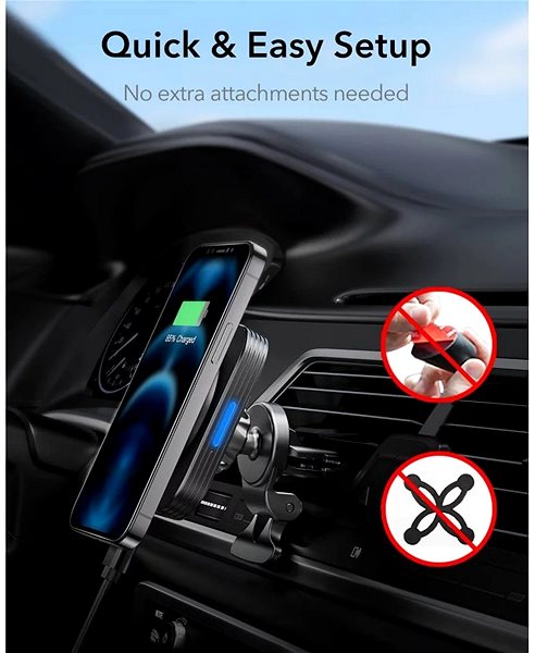 MagSafe držiak na mobil ESR HaloLock Magnetic Car Wireless Charger Black ...