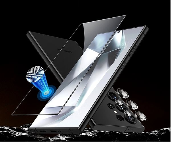Glass Screen Protector ESR Tempered-Glass Screen Protector Set, Compatible with Galaxy S24 Ultra, 2+1 Pack ...