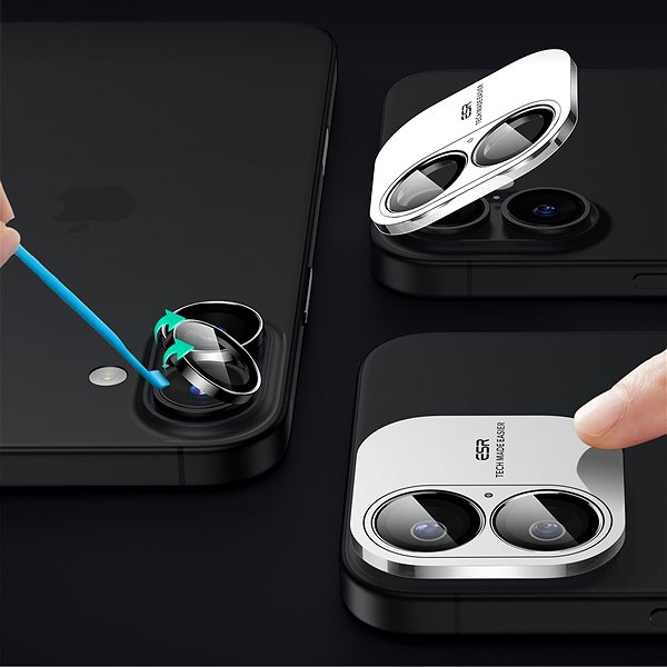 Glass Screen Protector ESR Armorite Camera Lens Protectors, Compatible with iPhone 16/16 Plus, Black ...