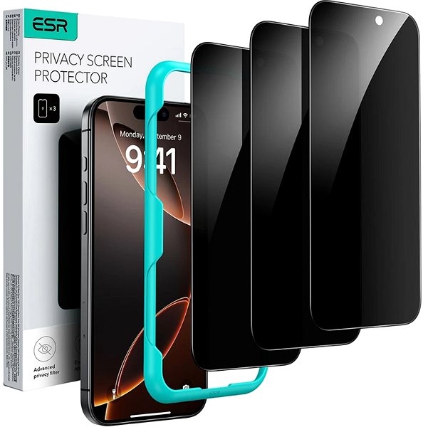 Glass Screen Protector ESR Privacy Screen Protector, Compatible with iPhone 16 Pro, 3 Pack ...