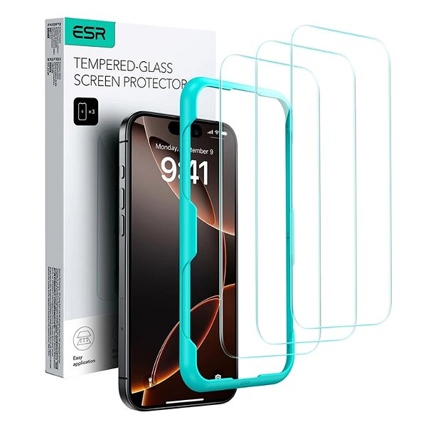 Glass Screen Protector ESR Tempered-Glass Screen Protector, Compatible with iPhone 16 Pro 3 Pack ...