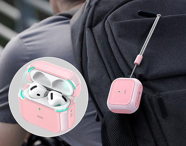 Headphone Case ESR Orbit Hybrid Case (HaloLock) AirPods 4 Pink ...