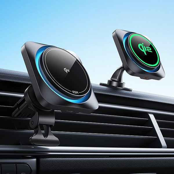Car Charger ESR Qi2 Wireless Car Charger with CryoBoost (HaloLock) Frosted Onyx ...