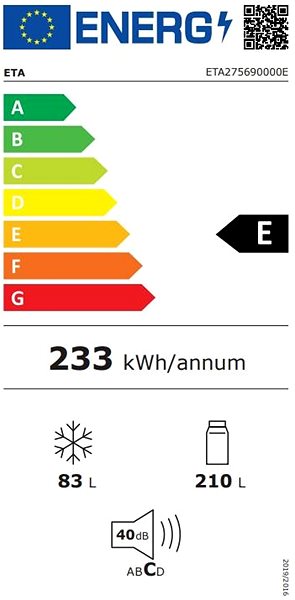 Hűtőszekrény ETA 275690000E Energia címke