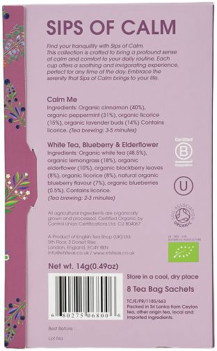Tea English Tea Shop Sips of Calmness Booklet 8 bags .